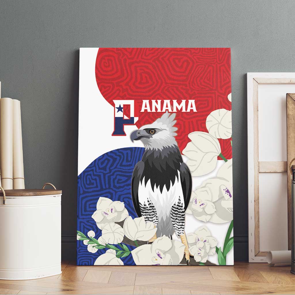 Panama Independence Day Canvas Wall Art Harpy Eagle With Mola Pattern - Flag Style - Wonder Print Shop