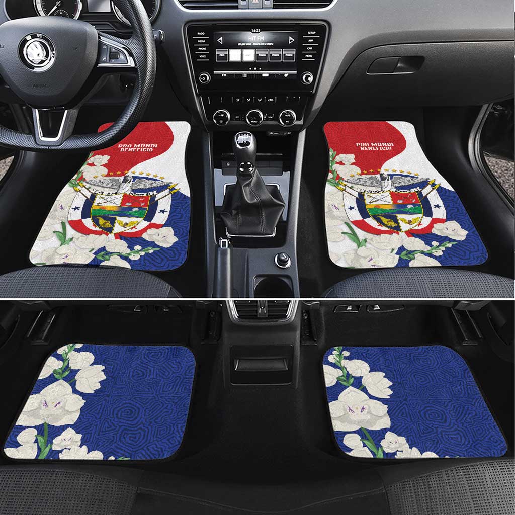 Panama Independence Day Car Mats Harpy Eagle With Mola Pattern - Flag Style - Wonder Print Shop