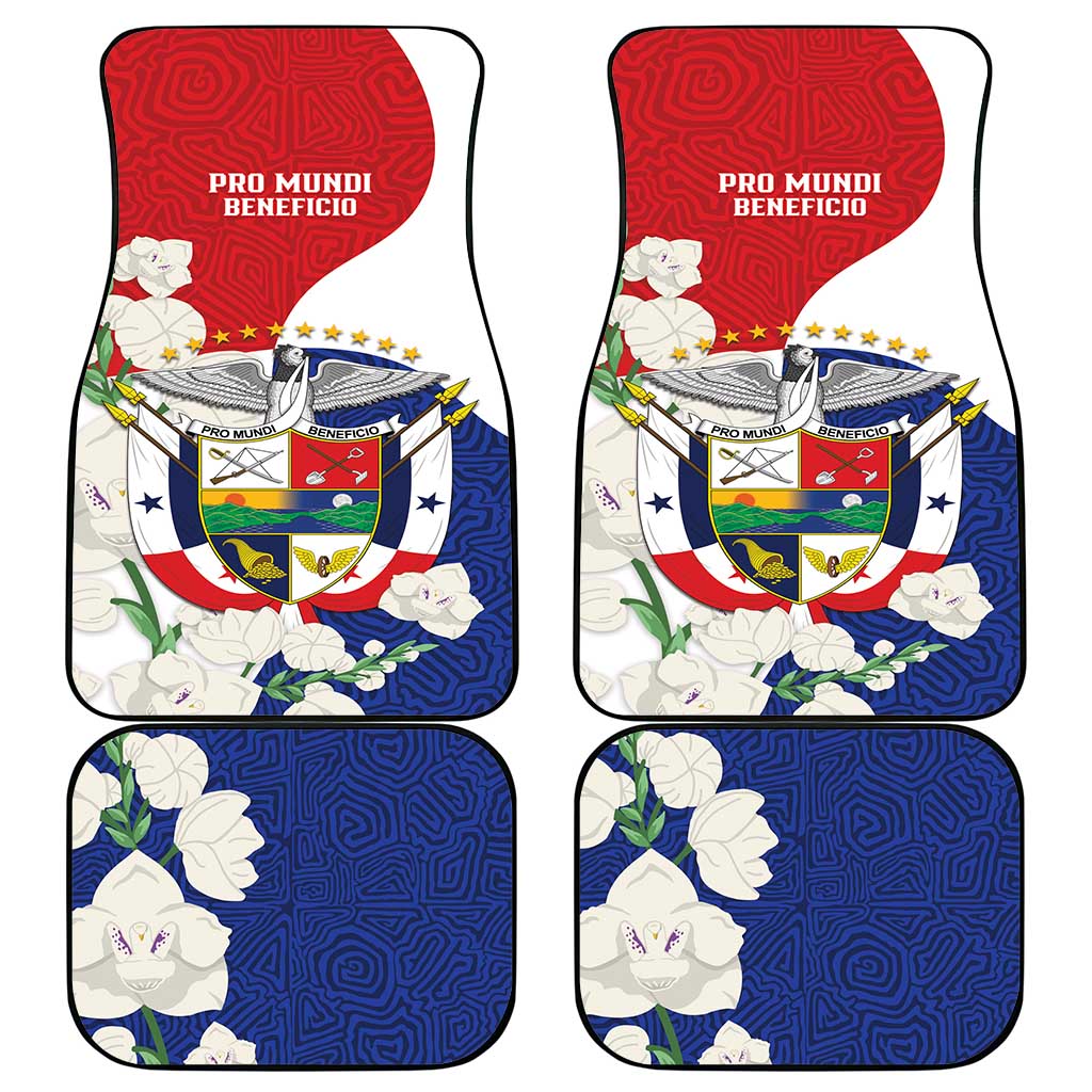 Panama Independence Day Car Mats Harpy Eagle With Mola Pattern - Flag Style - Wonder Print Shop