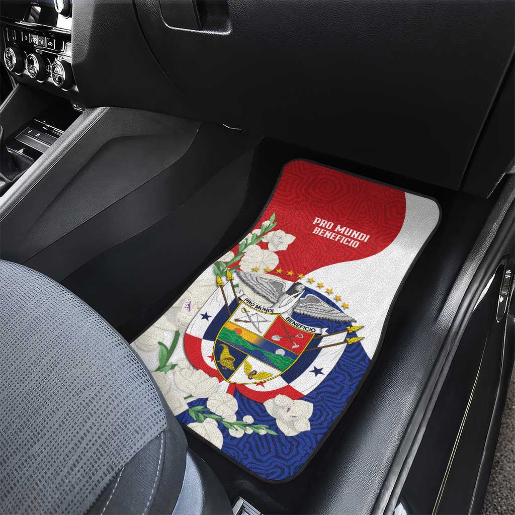 Panama Independence Day Car Mats Harpy Eagle With Mola Pattern - Flag Style - Wonder Print Shop