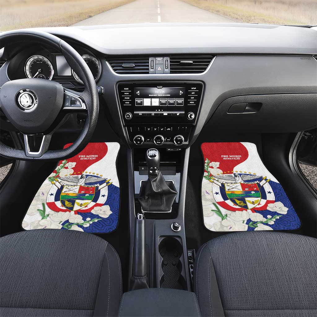 Panama Independence Day Car Mats Harpy Eagle With Mola Pattern - Flag Style - Wonder Print Shop