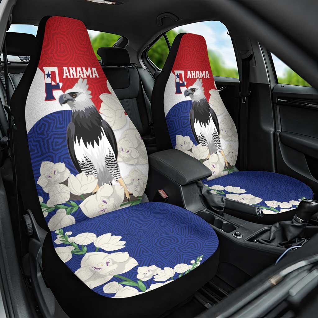 Panama Independence Day Car Seat Cover Harpy Eagle With Mola Pattern - Flag Style - Wonder Print Shop