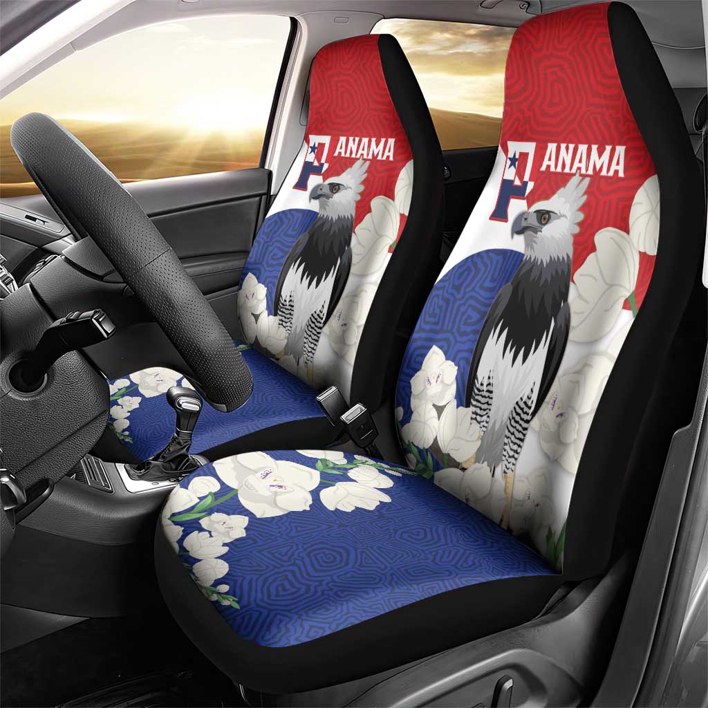 Panama Independence Day Car Seat Cover Harpy Eagle With Mola Pattern - Flag Style - Wonder Print Shop