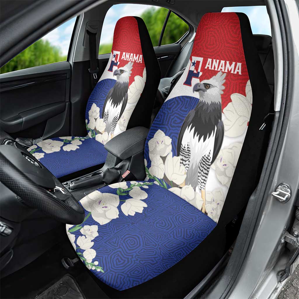 Panama Independence Day Car Seat Cover Harpy Eagle With Mola Pattern - Flag Style - Wonder Print Shop