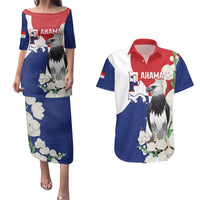 Panama Independence Day Couples Matching Puletasi and Hawaiian Shirt Harpy Eagle With Mola Pattern - Flag Style - Wonder Print Shop