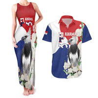 Panama Independence Day Couples Matching Tank Maxi Dress and Hawaiian Shirt Harpy Eagle With Mola Pattern - Flag Style - Wonder Print Shop