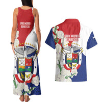 Panama Independence Day Couples Matching Tank Maxi Dress and Hawaiian Shirt Harpy Eagle With Mola Pattern - Flag Style - Wonder Print Shop