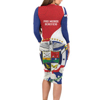 Panama Independence Day Family Matching Long Sleeve Bodycon Dress and Hawaiian Shirt Harpy Eagle With Mola Pattern - Flag Style - Wonder Print Shop