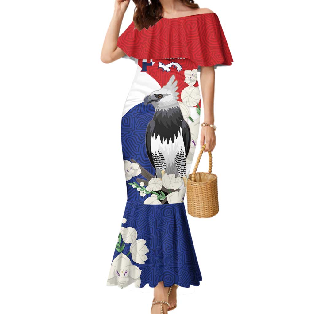Panama Independence Day Family Matching Mermaid Dress and Hawaiian Shirt Harpy Eagle With Mola Pattern - Flag Style - Wonder Print Shop