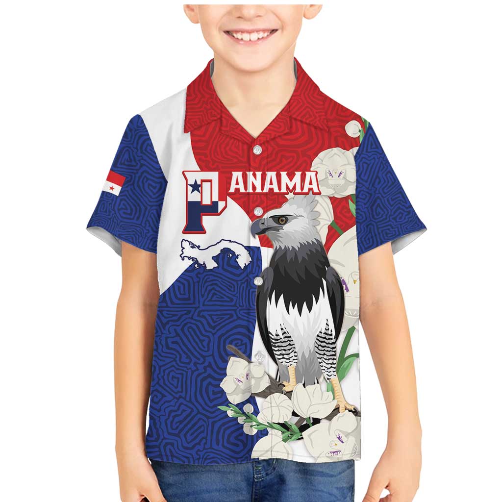 Panama Independence Day Family Matching Mermaid Dress and Hawaiian Shirt Harpy Eagle With Mola Pattern - Flag Style - Wonder Print Shop