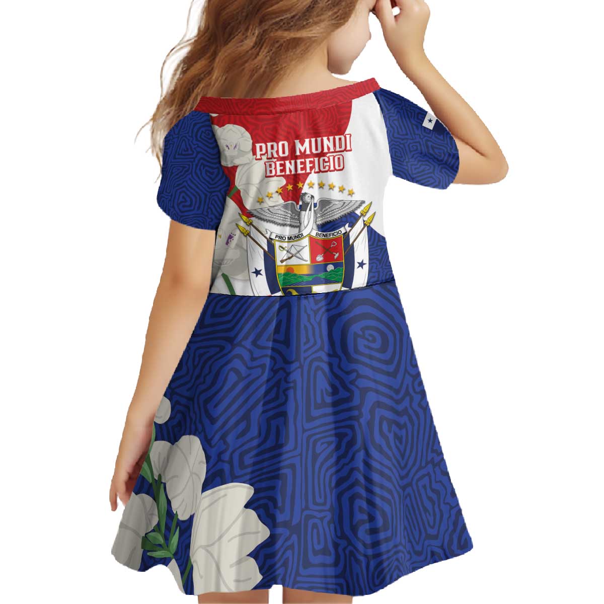 Panama Independence Day Family Matching Off The Shoulder Long Sleeve Dress and Hawaiian Shirt Harpy Eagle With Mola Pattern - Flag Style - Wonder Print Shop