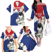Panama Independence Day Family Matching Off The Shoulder Long Sleeve Dress and Hawaiian Shirt Harpy Eagle With Mola Pattern - Flag Style - Wonder Print Shop