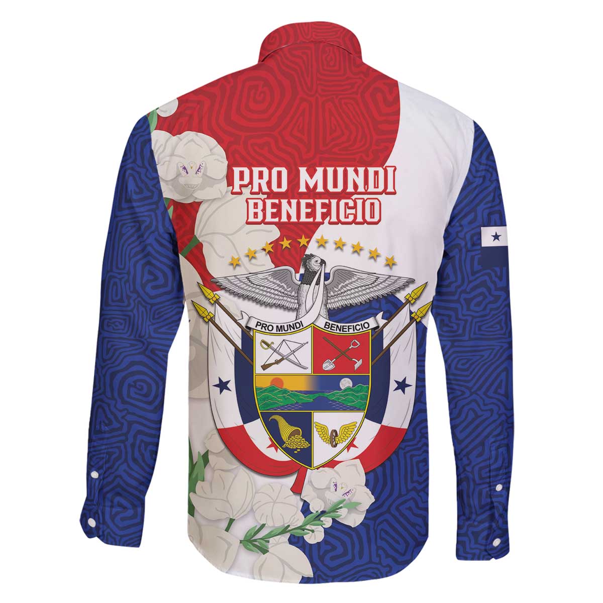 Panama Independence Day Family Matching Off The Shoulder Long Sleeve Dress and Hawaiian Shirt Harpy Eagle With Mola Pattern - Flag Style - Wonder Print Shop