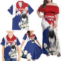 Panama Independence Day Family Matching Off Shoulder Maxi Dress and Hawaiian Shirt Harpy Eagle With Mola Pattern - Flag Style - Wonder Print Shop