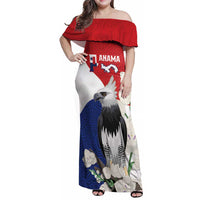 Panama Independence Day Family Matching Off Shoulder Maxi Dress and Hawaiian Shirt Harpy Eagle With Mola Pattern - Flag Style - Wonder Print Shop