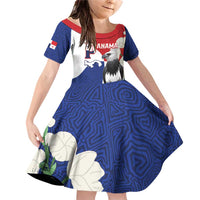 Panama Independence Day Family Matching Off Shoulder Short Dress and Hawaiian Shirt Harpy Eagle With Mola Pattern - Flag Style - Wonder Print Shop