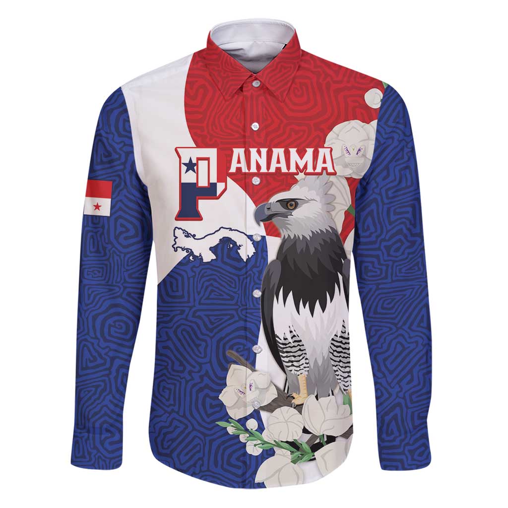 Panama Independence Day Family Matching Puletasi and Hawaiian Shirt Harpy Eagle With Mola Pattern - Flag Style - Wonder Print Shop
