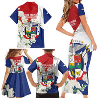 Panama Independence Day Family Matching Short Sleeve Bodycon Dress and Hawaiian Shirt Harpy Eagle With Mola Pattern - Flag Style - Wonder Print Shop