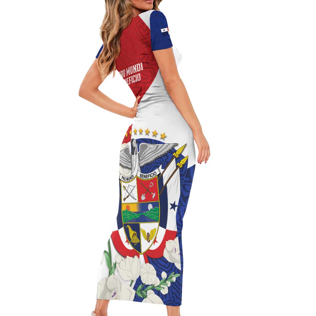 Panama Independence Day Family Matching Short Sleeve Bodycon Dress and Hawaiian Shirt Harpy Eagle With Mola Pattern - Flag Style - Wonder Print Shop