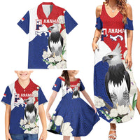 Panama Independence Day Family Matching Summer Maxi Dress and Hawaiian Shirt Harpy Eagle With Mola Pattern - Flag Style - Wonder Print Shop