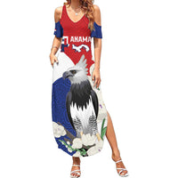 Panama Independence Day Family Matching Summer Maxi Dress and Hawaiian Shirt Harpy Eagle With Mola Pattern - Flag Style - Wonder Print Shop