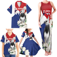 Panama Independence Day Family Matching Tank Maxi Dress and Hawaiian Shirt Harpy Eagle With Mola Pattern - Flag Style - Wonder Print Shop