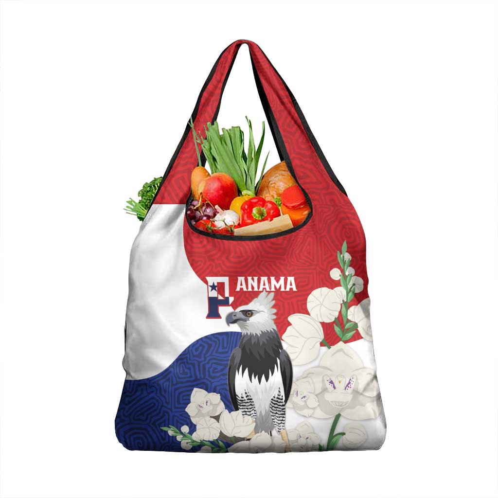 Panama Independence Day Grocery Bag Harpy Eagle With Mola Pattern - Flag Style