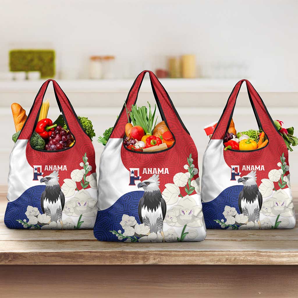 Panama Independence Day Grocery Bag Harpy Eagle With Mola Pattern - Flag Style