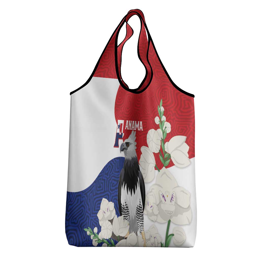 Panama Independence Day Grocery Bag Harpy Eagle With Mola Pattern - Flag Style