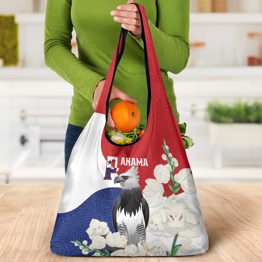 Panama Independence Day Grocery Bag Harpy Eagle With Mola Pattern - Flag Style
