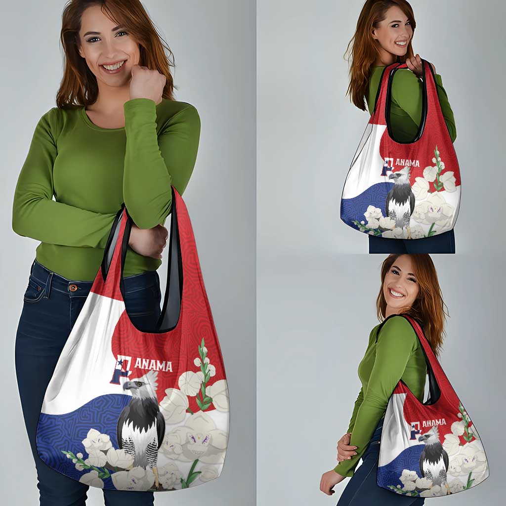 Panama Independence Day Grocery Bag Harpy Eagle With Mola Pattern - Flag Style