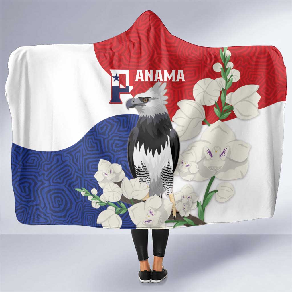 Panama Independence Day Hooded Blanket Harpy Eagle With Mola Pattern - Flag Style