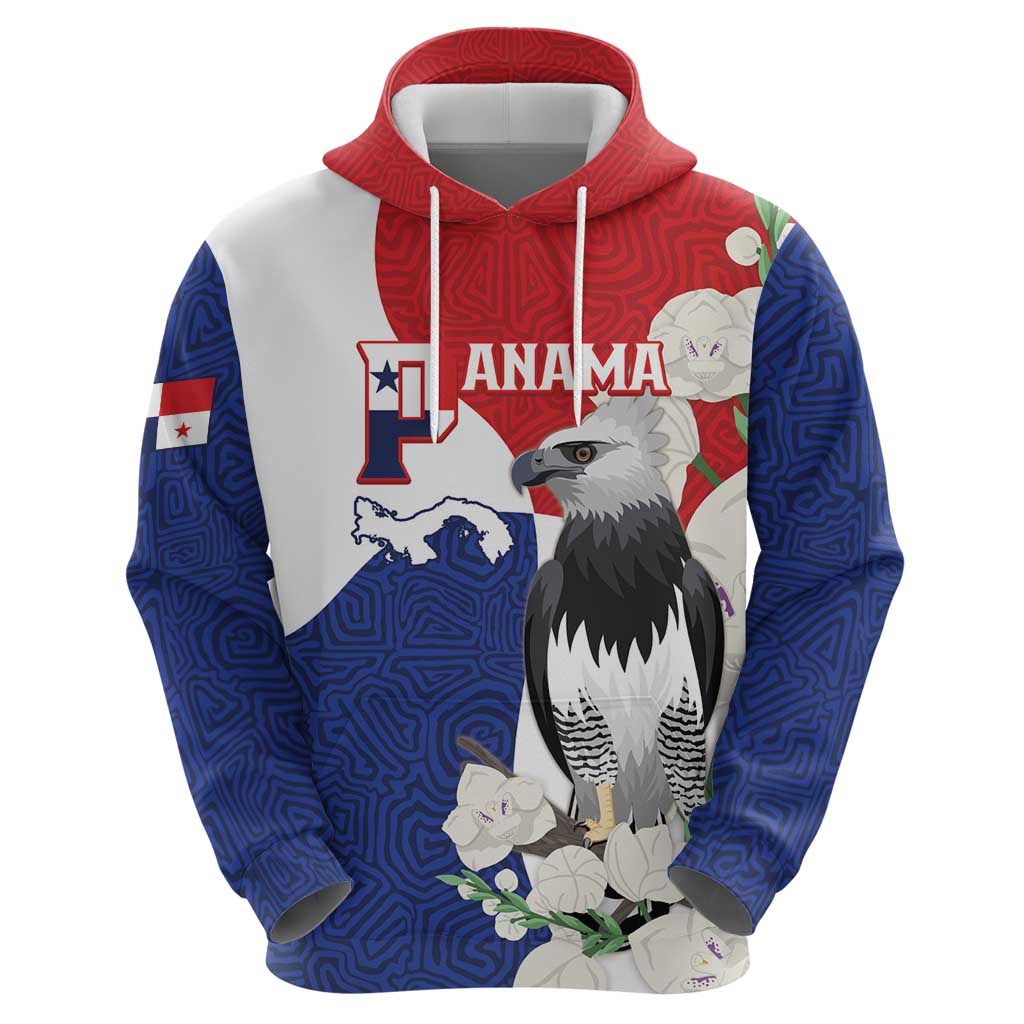 Panama Independence Day Hoodie Harpy Eagle With Mola Pattern - Flag Style - Wonder Print Shop