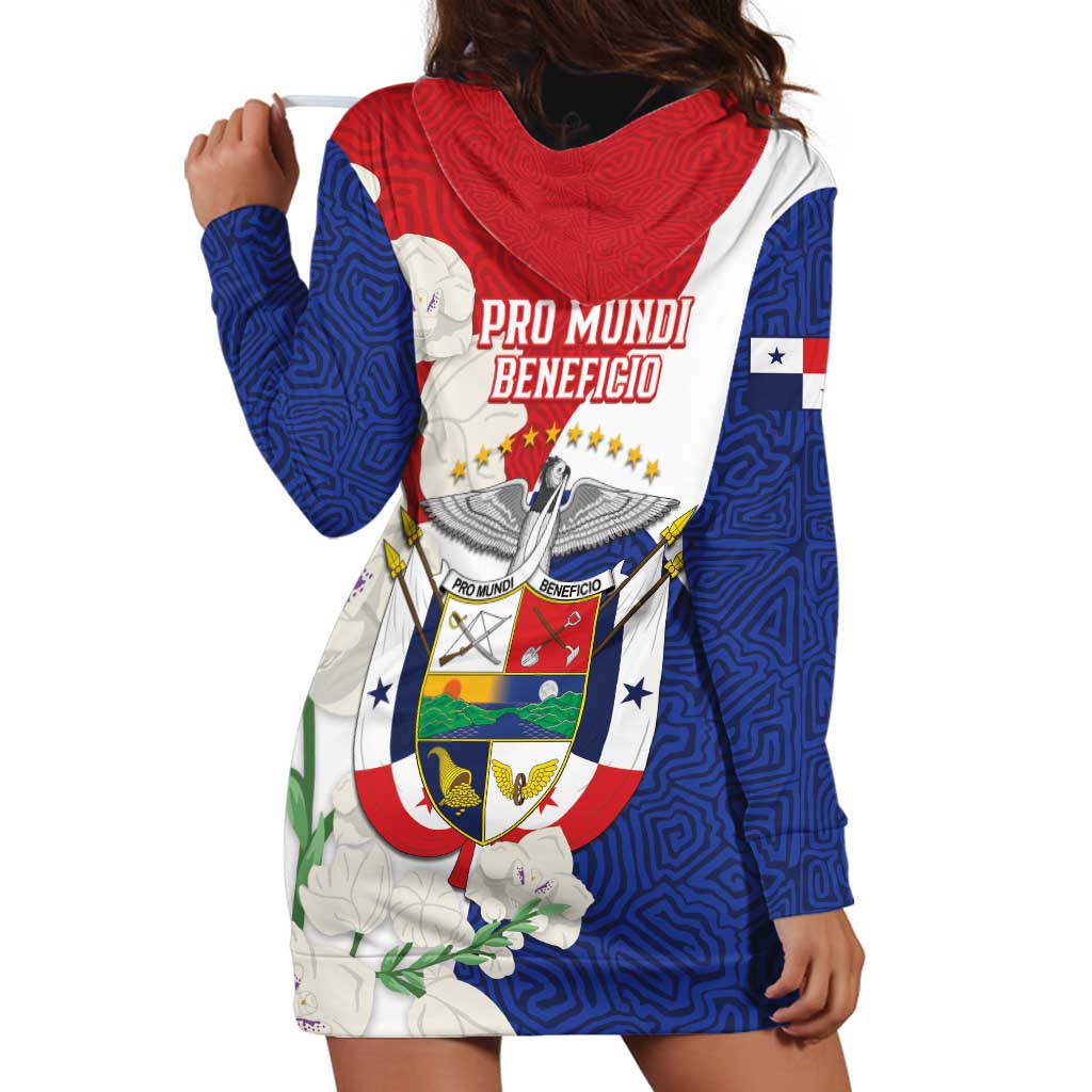 Panama Independence Day Hoodie Dress Harpy Eagle With Mola Pattern - Flag Style - Wonder Print Shop