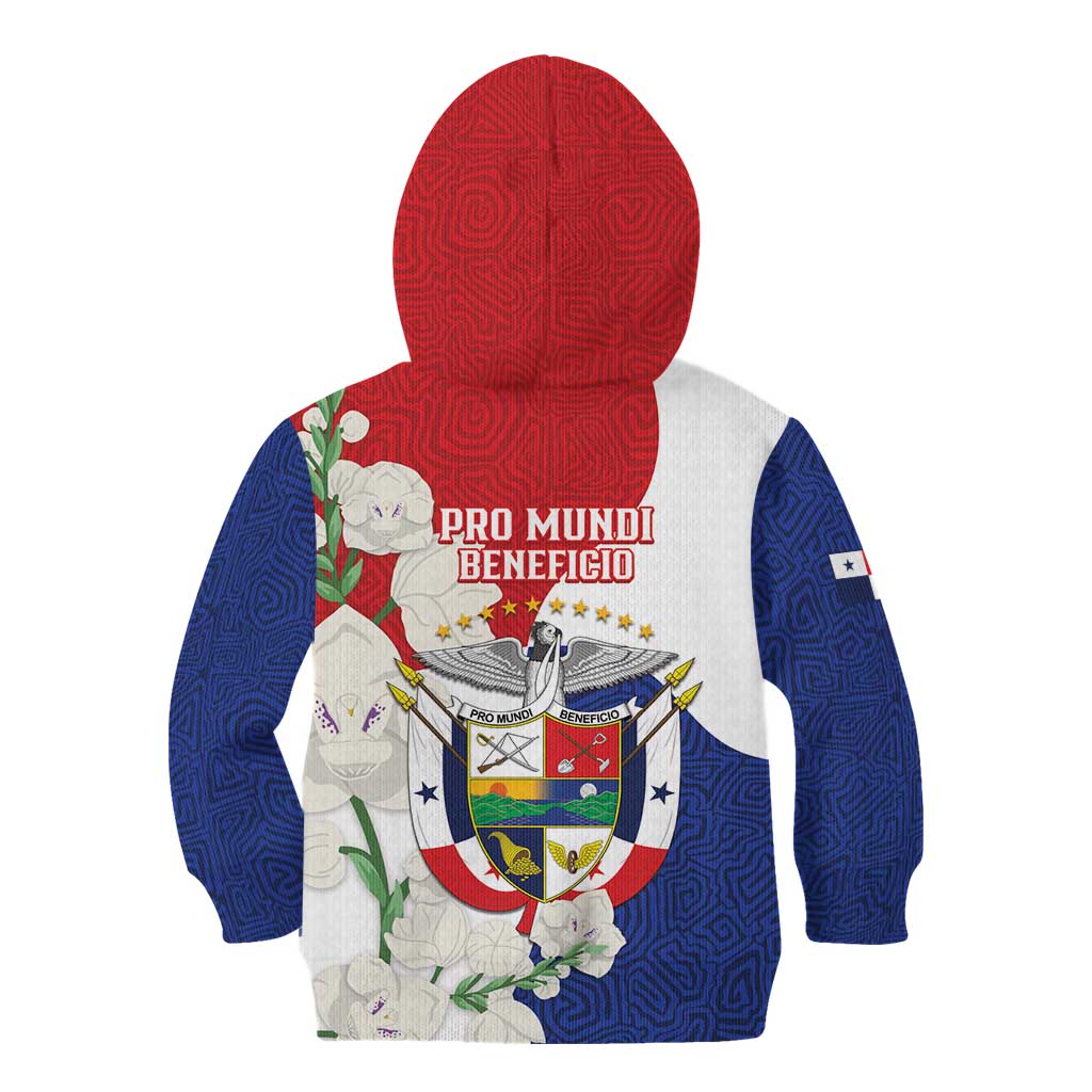 Panama Independence Day Kid Hoodie Harpy Eagle With Mola Pattern - Flag Style - Wonder Print Shop