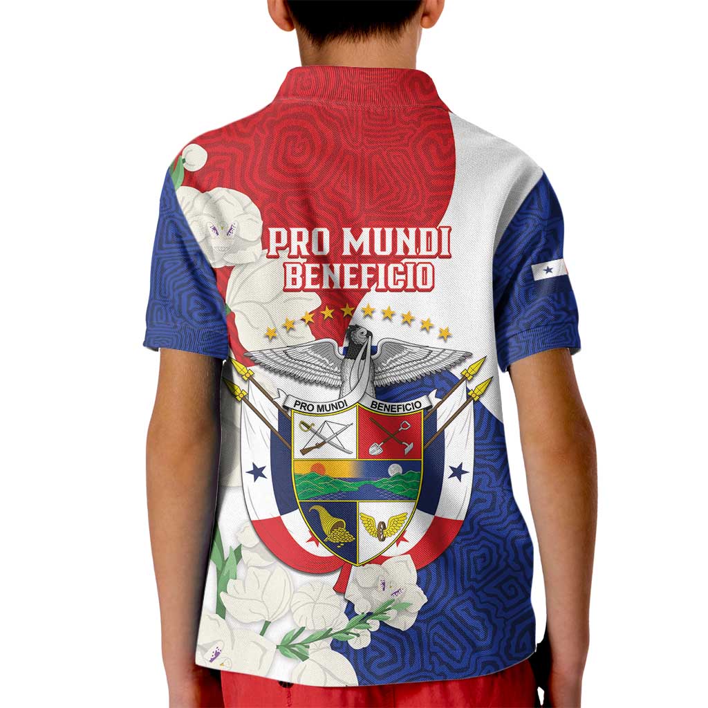 Panama Independence Day Kid Polo Shirt Harpy Eagle With Mola Pattern - Flag Style - Wonder Print Shop
