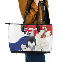 Panama Independence Day Leather Tote Bag Harpy Eagle With Mola Pattern - Flag Style - Wonder Print Shop