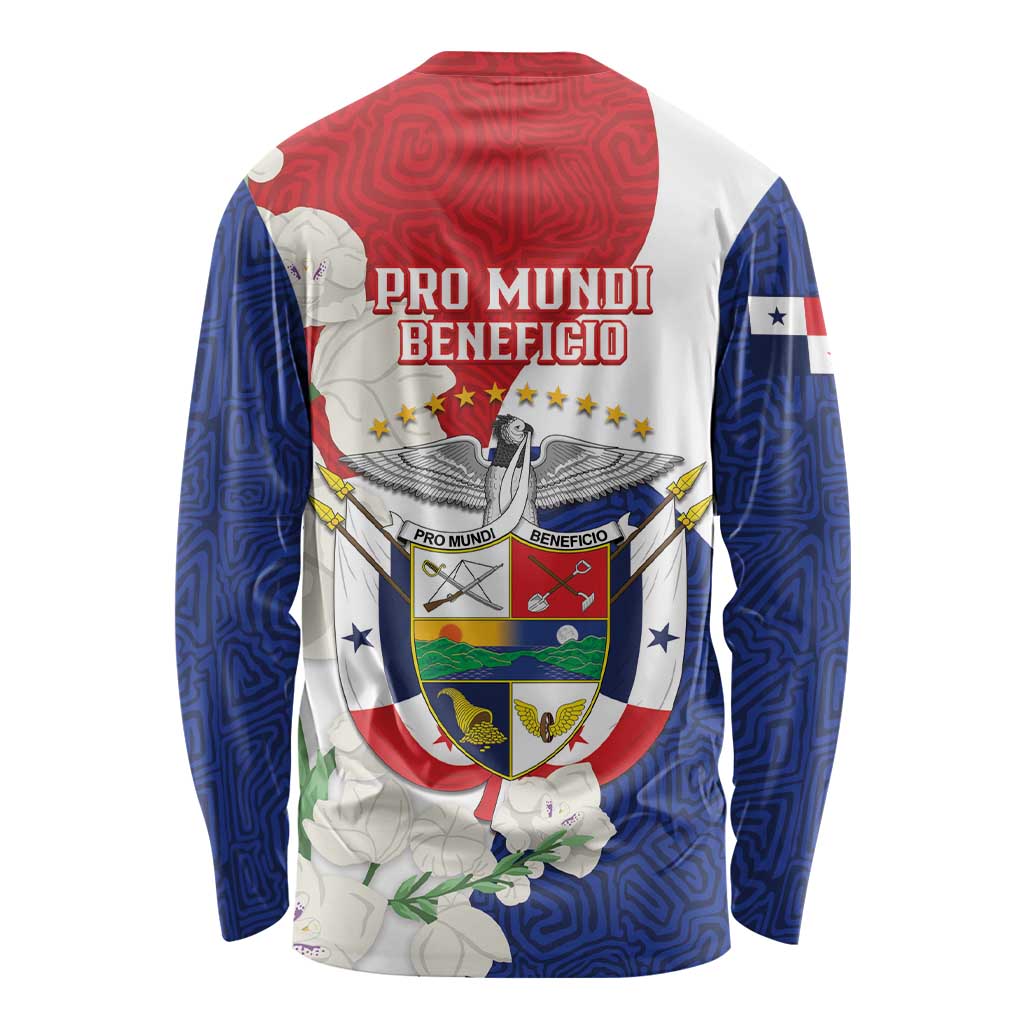 Panama Independence Day Long Sleeve Shirt Harpy Eagle With Mola Pattern - Flag Style - Wonder Print Shop