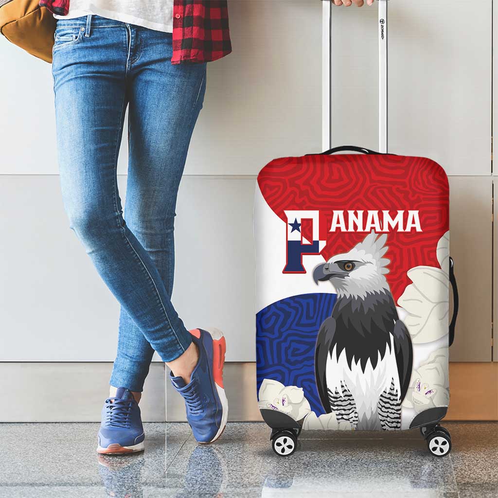 Panama Independence Day Luggage Cover Harpy Eagle With Mola Pattern - Flag Style - Wonder Print Shop