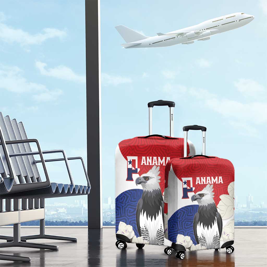 Panama Independence Day Luggage Cover Harpy Eagle With Mola Pattern - Flag Style - Wonder Print Shop