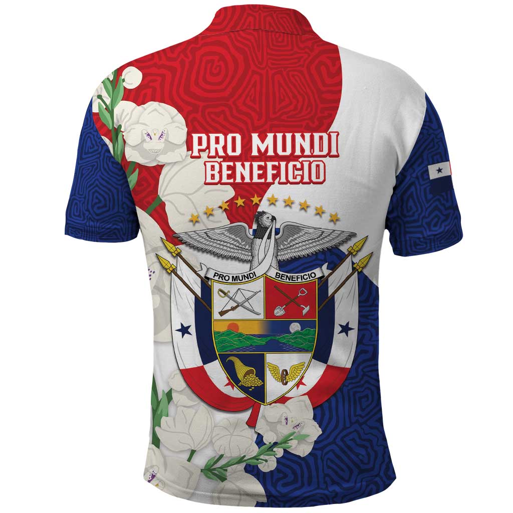 Panama Independence Day Polo Shirt Harpy Eagle With Mola Pattern - Flag Style - Wonder Print Shop