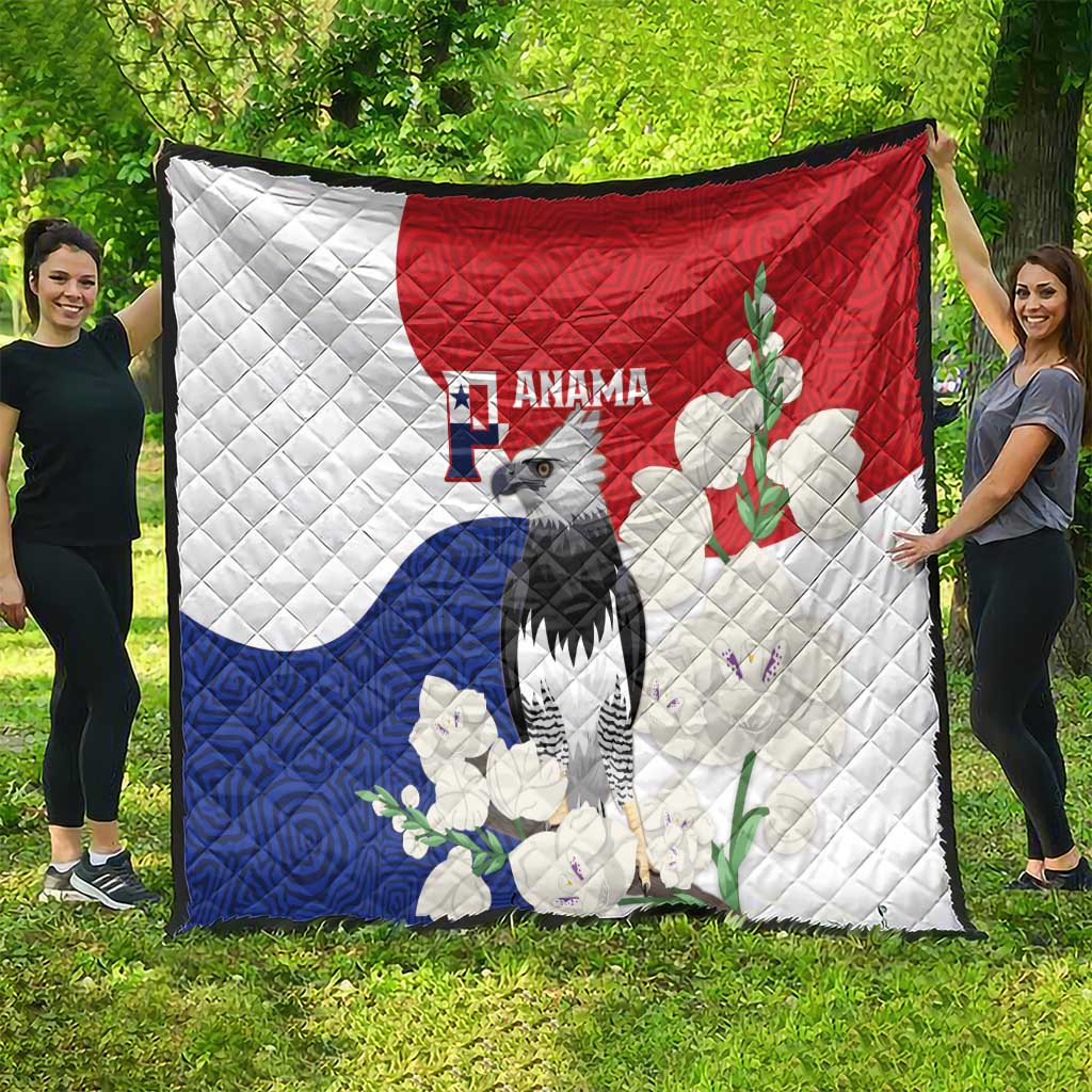 Panama Independence Day Quilt Harpy Eagle With Mola Pattern - Flag Style - Wonder Print Shop