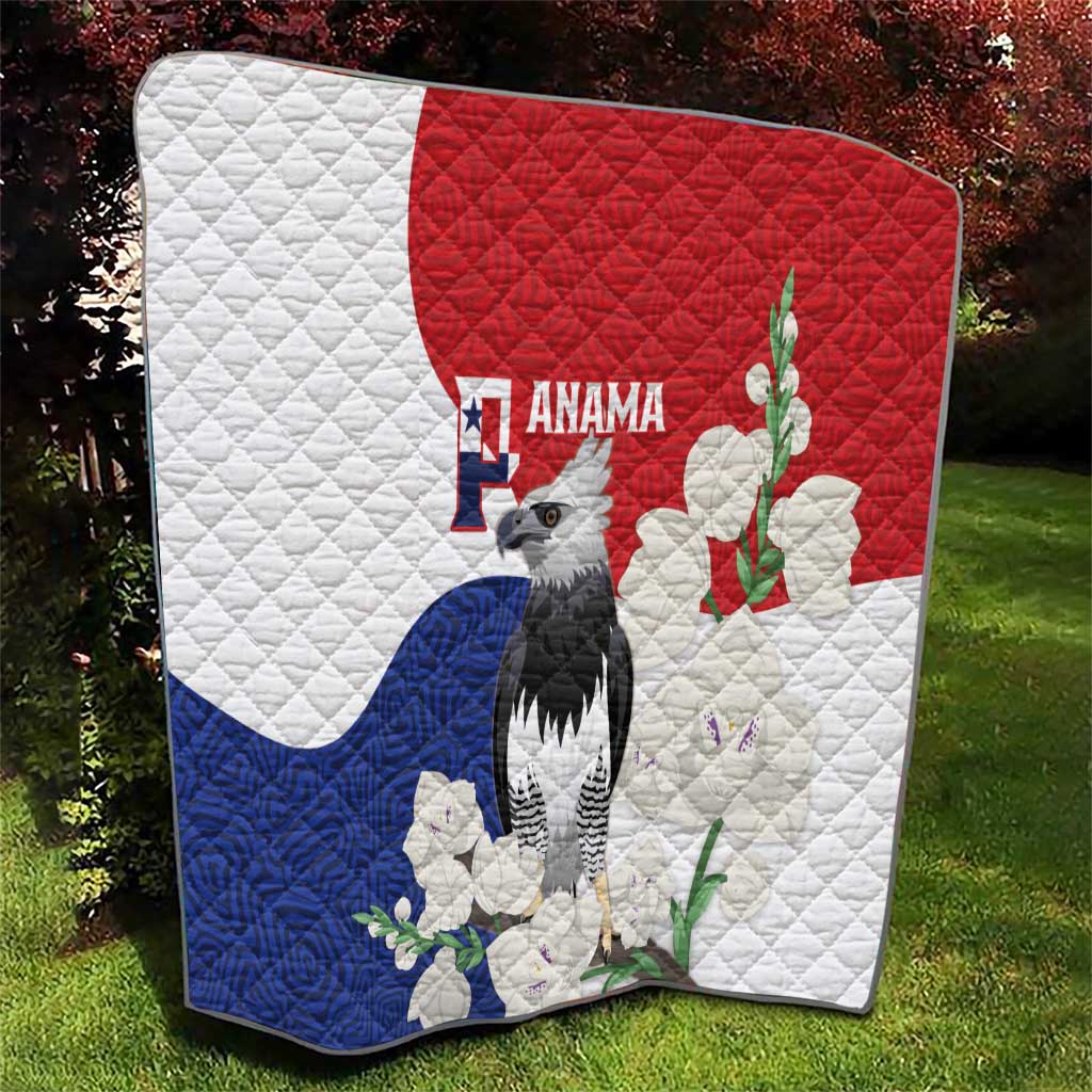 Panama Independence Day Quilt Harpy Eagle With Mola Pattern - Flag Style - Wonder Print Shop