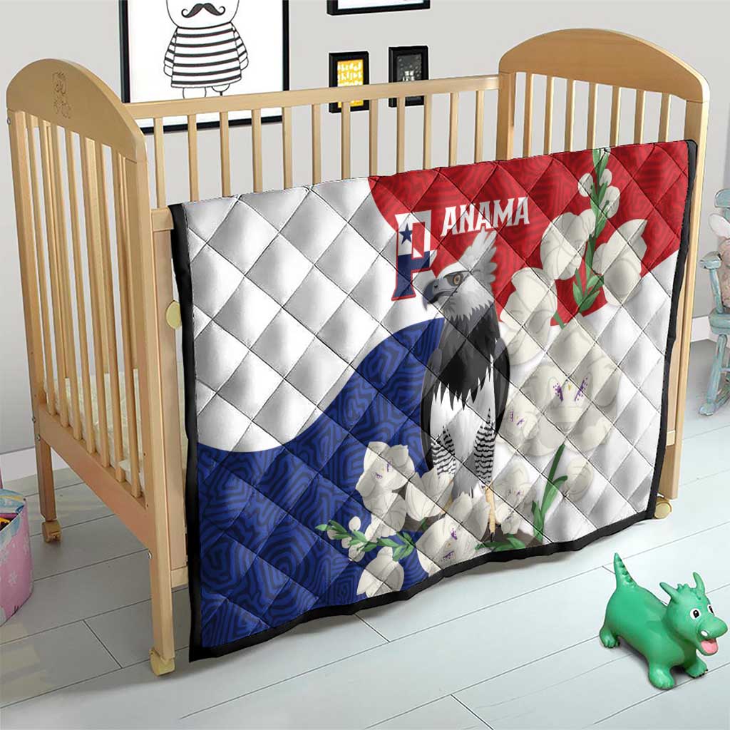 Panama Independence Day Quilt Harpy Eagle With Mola Pattern - Flag Style - Wonder Print Shop