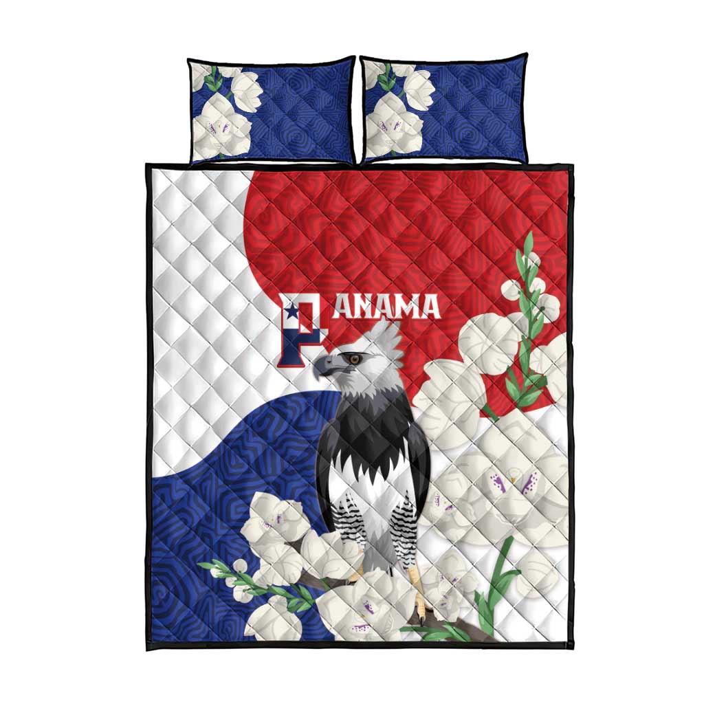 Panama Independence Day Quilt Bed Set Harpy Eagle With Mola Pattern - Flag Style - Wonder Print Shop