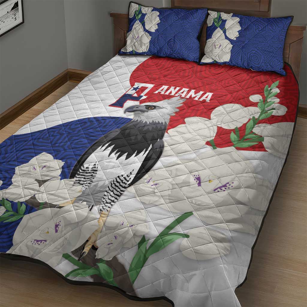 Panama Independence Day Quilt Bed Set Harpy Eagle With Mola Pattern - Flag Style - Wonder Print Shop