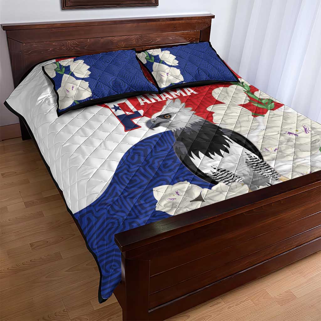 Panama Independence Day Quilt Bed Set Harpy Eagle With Mola Pattern - Flag Style - Wonder Print Shop