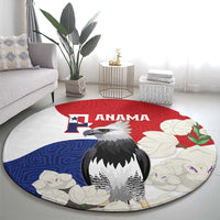Panama Independence Day Round Carpet Harpy Eagle With Mola Pattern - Flag Style