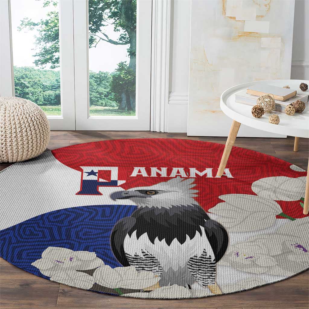 Panama Independence Day Round Carpet Harpy Eagle With Mola Pattern - Flag Style