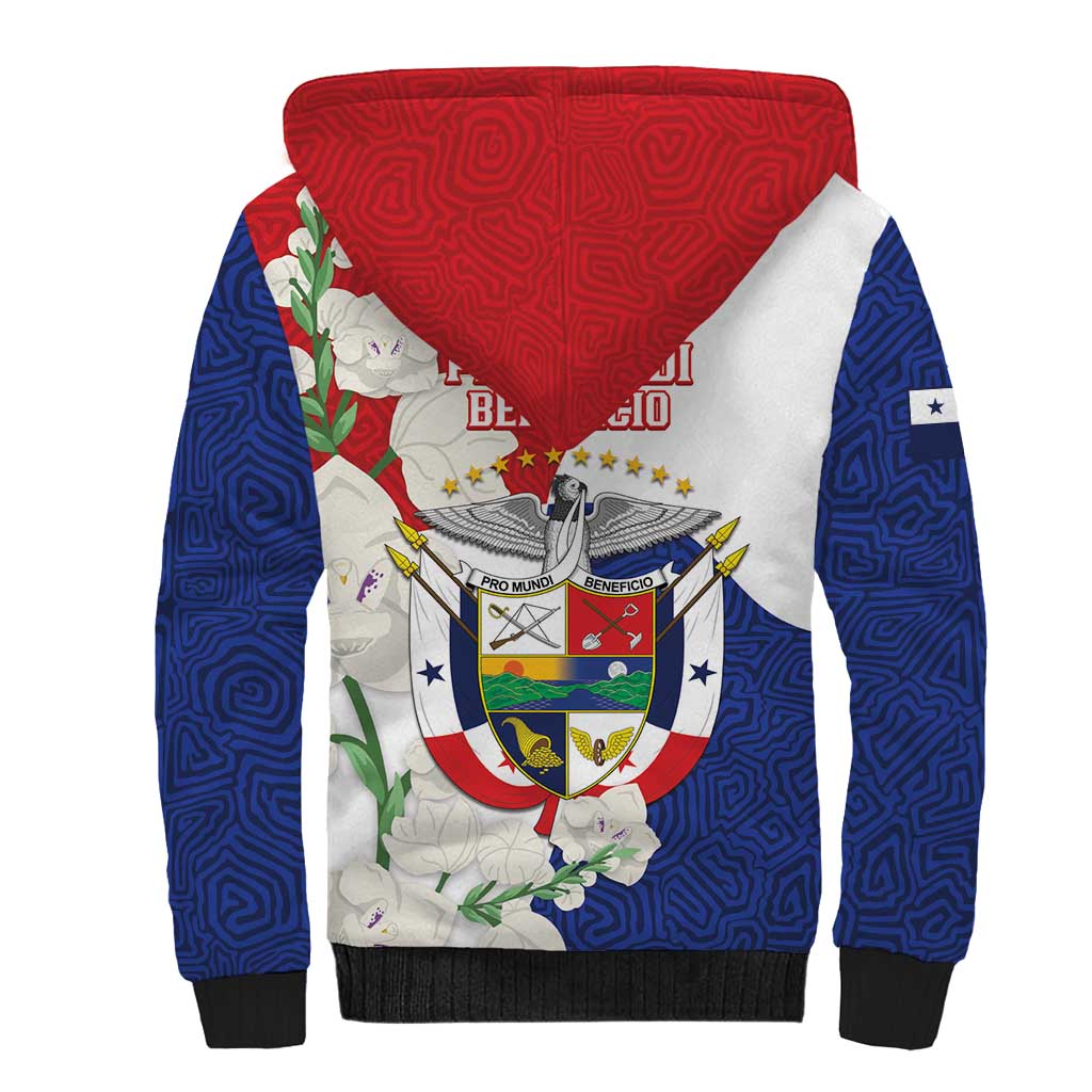 Panama Independence Day Sherpa Hoodie Harpy Eagle With Mola Pattern - Flag Style - Wonder Print Shop